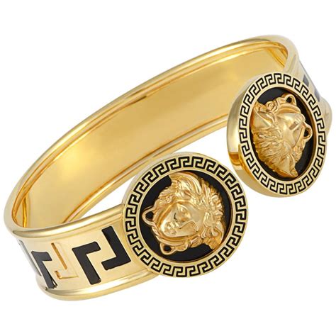 versace black and gold bracelet|Versace medusa gold bracelet.